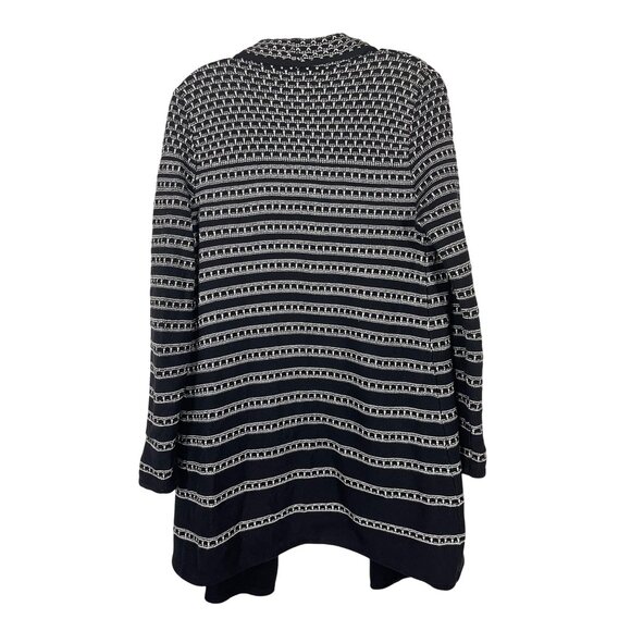Dana Buchman Womens Striped Open Front Cardigan Sweater Size Small Black & White - Picture 2 of 5